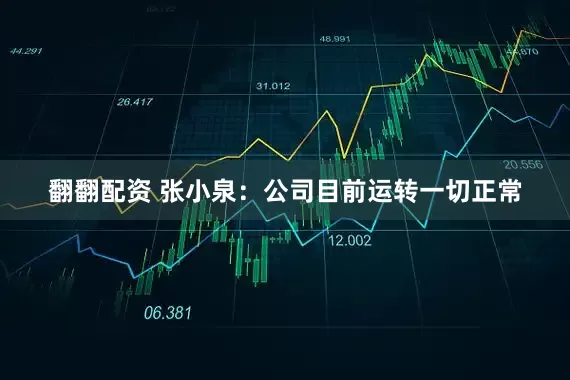 翻翻配资 张小泉：公司目前运转一切正常
